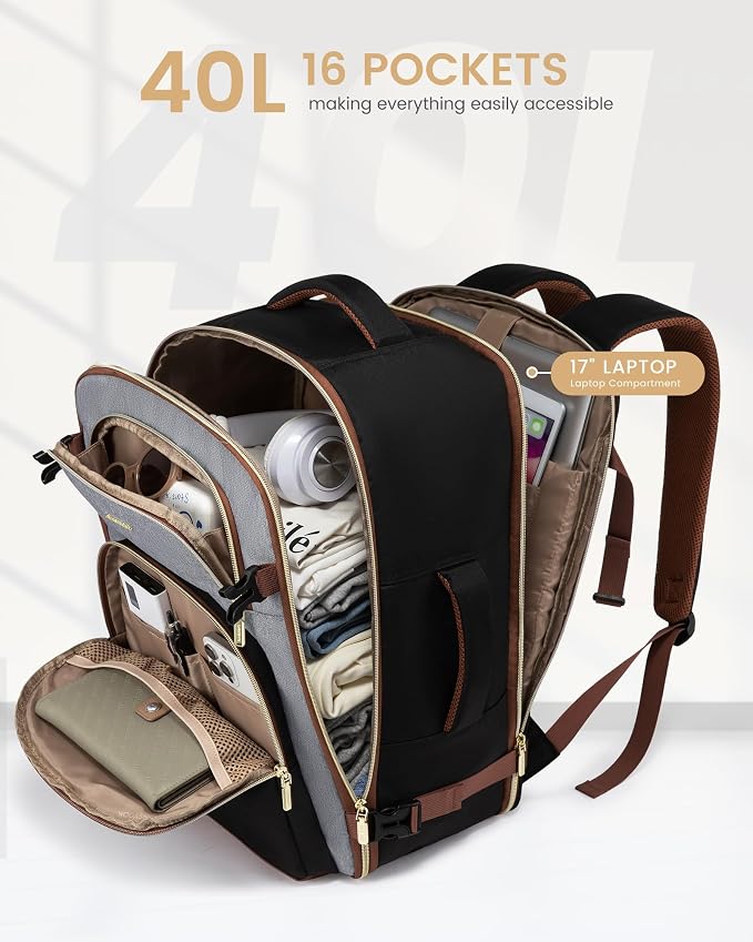 LOVEVOOK Travel Essentials Carry on Backpack 40L Travels Backpack - Image 3