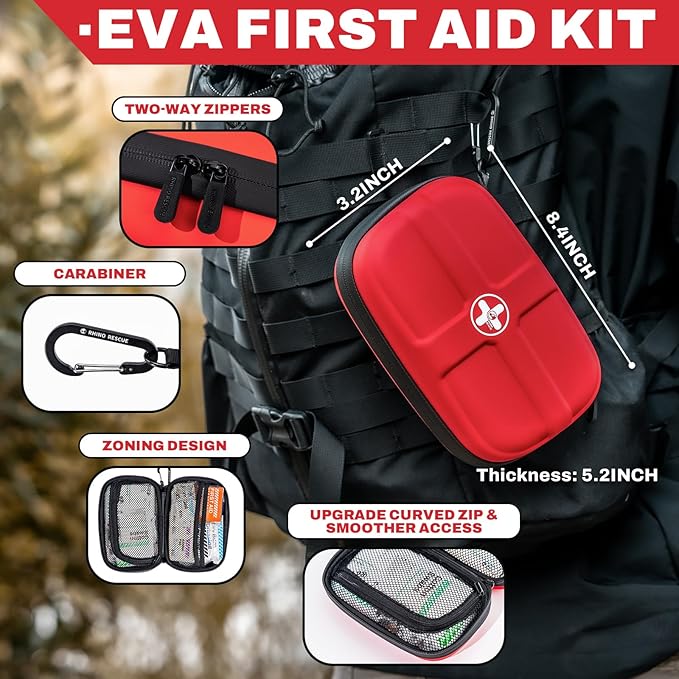 RHINO RESCUE EVA First Aid Kit, Small Waterproof Emergency Hiking First Aid Kit - Image 3