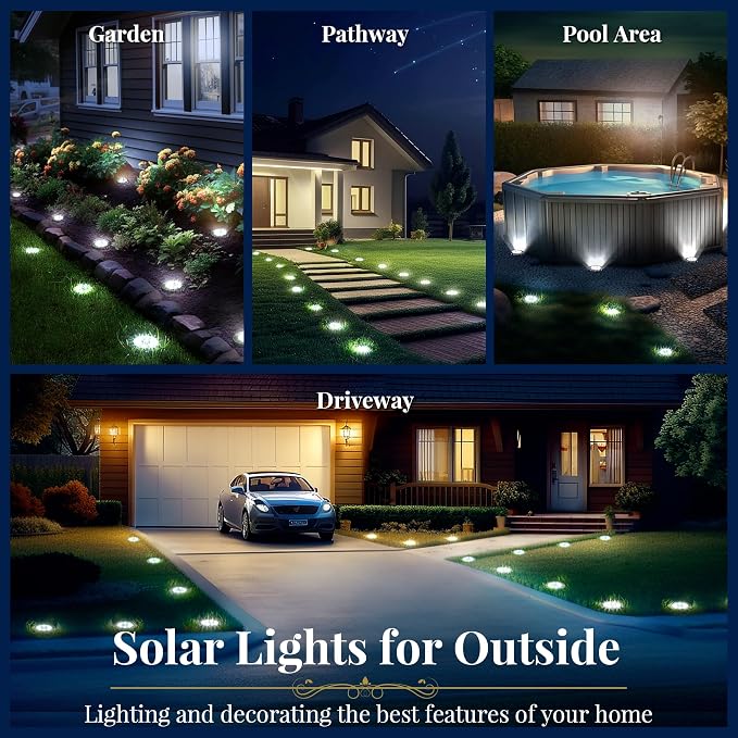 SOLPEX Solar Ground Lights, 16 Pack Solar Lights Outdoor Waterproof, 8 LED - Image 2