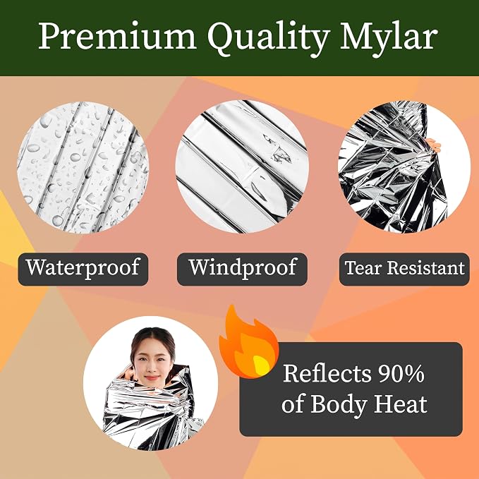 Winterlace Emergency Blankets 25-Pack Thermal Mylar Survival Rescue Camping - Image 4