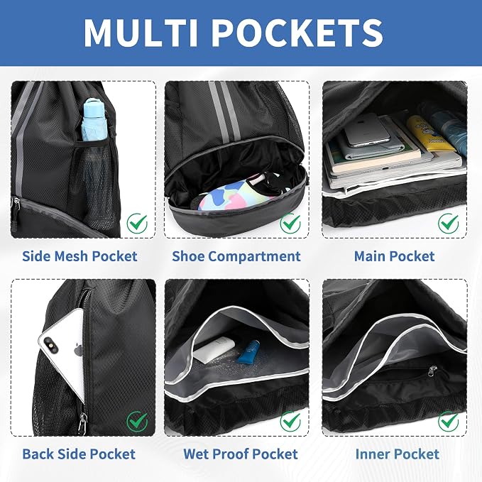 JELUTAR Drawstring Backpack Gym Bag - Image 5