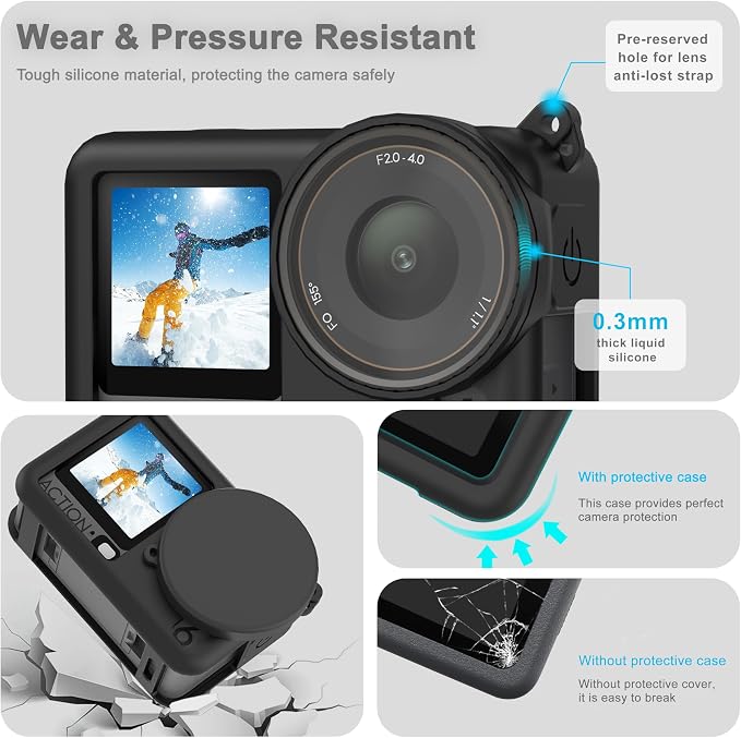 FiTSTILL Silicone Rubber Case+3Pack Tempered Glass Protector Compatible - Image 4