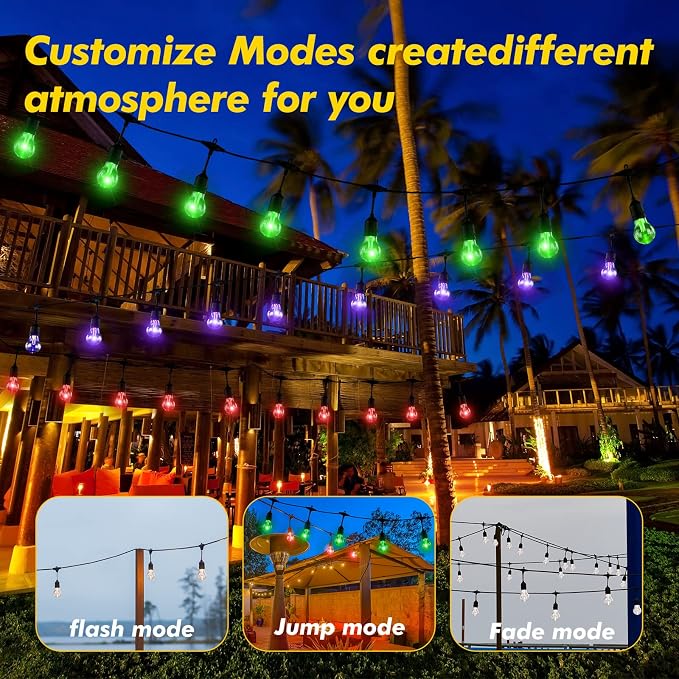 Solar Outdoor RGB String Lights, 48FT Dimmable Patio Lights - Image 3