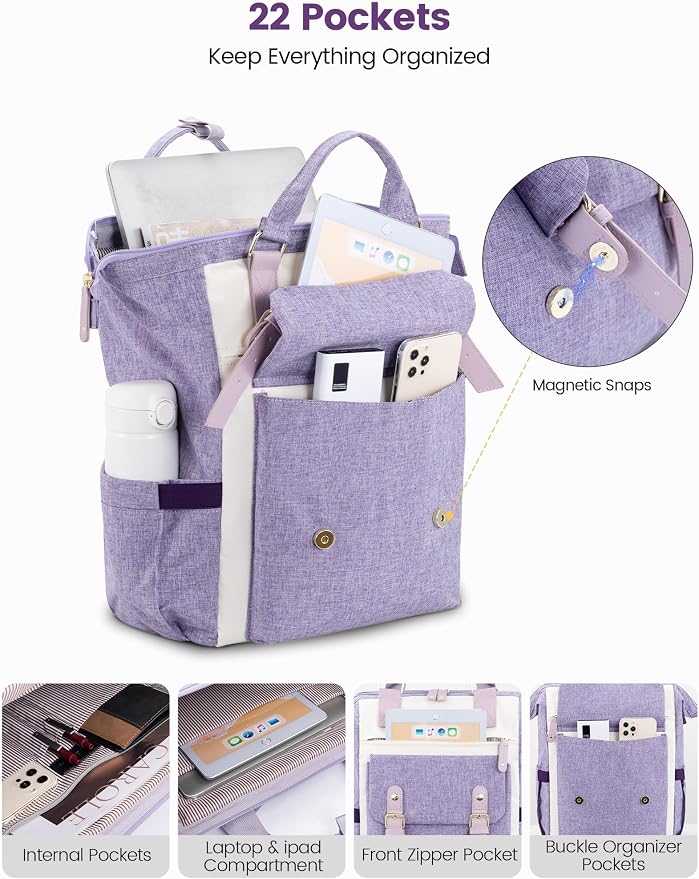 LOVEVOOK Laptop Backpack for Women Work Teacher Bag Travel Backpack, Stylish - Image 3