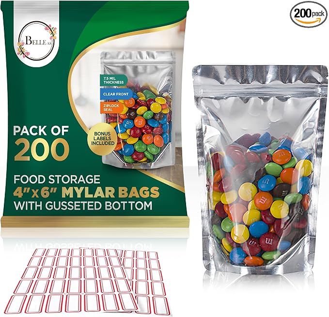 BELLE KR® 4x6 Mylar Bags for Food Storage by BELLEKR