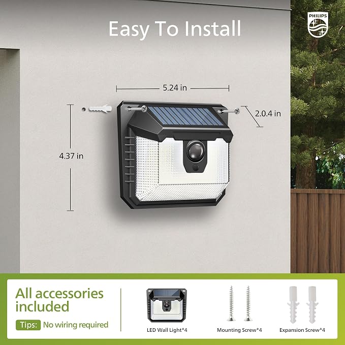 Philips Solar Lights Motion Sensor Outdoor, 120 LEDs Solar Powered Security - Image 3