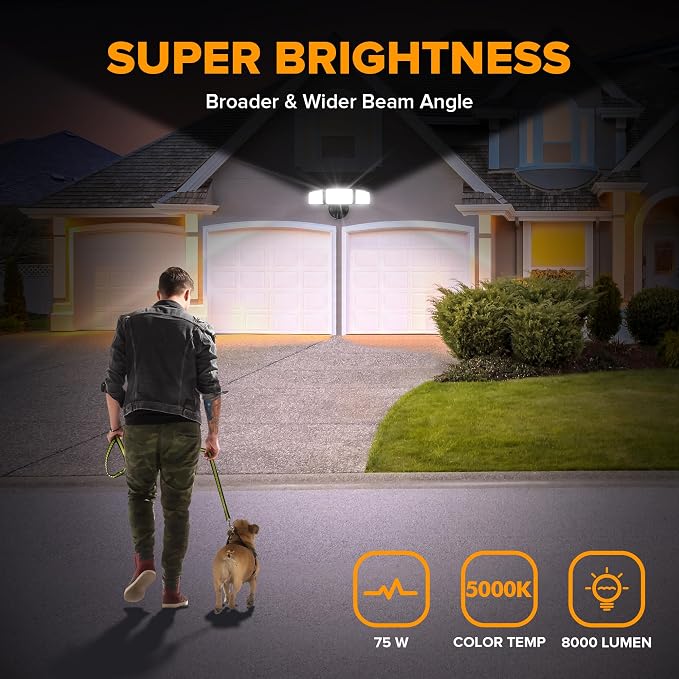 LUTEC 75W 8000 Lumen Floods Light Outdoor, Switch Controlled LED Security Lights - Image 3