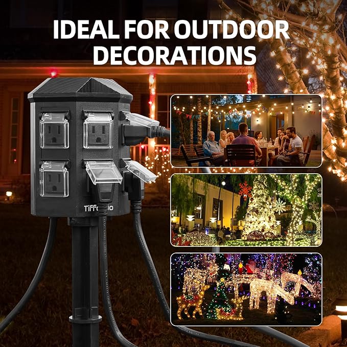 TiFFCOFiO Outdoor Power Strip Timer, Dusk to Dawn Light Sensor Countdown - Image 6