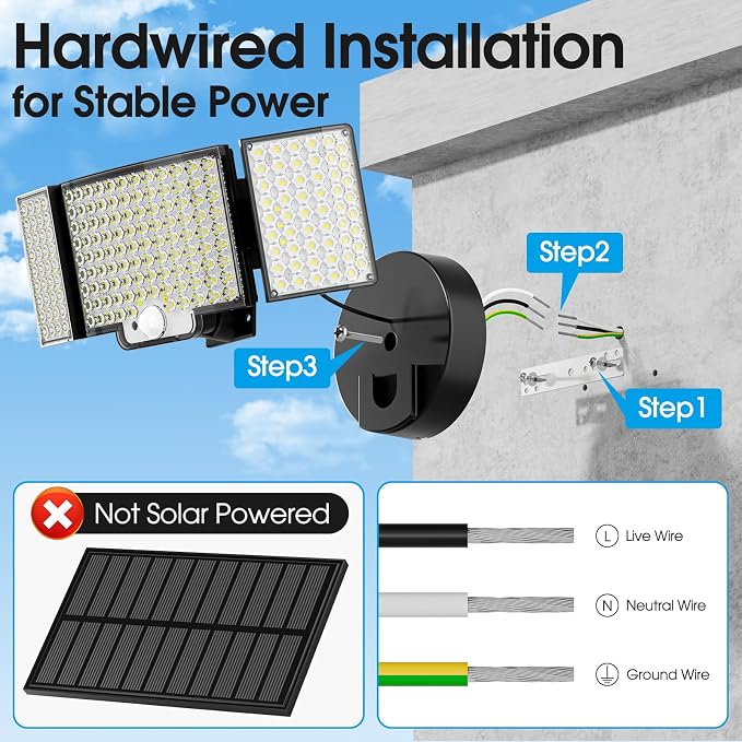 Motion Sensor Outdoor Light Hardwired, 45W 7500LM Security Flood Lights Motion - Image 2