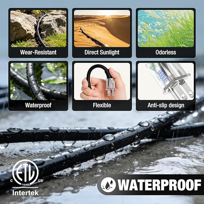 75 FT Outdoor Extension Cord Waterproof, 16/3 Gauge Heavy Duty 3 Prong Power - Image 5