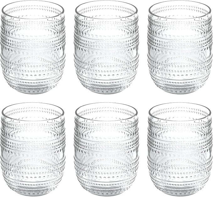 Beaded 15 oz Durable Acrylic Stemless Wine Glasses, Shatter-Resistant and by AbodeHomewares-TheDesignDestinationforTabletopDrinkwareKitchenandPet