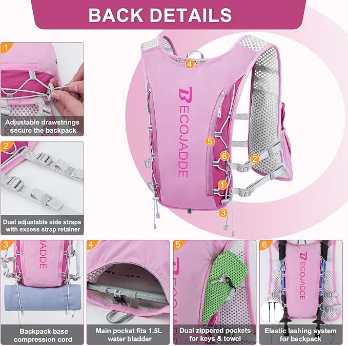 BECOJADDE Running Vest Hydration Backpack - Image 3