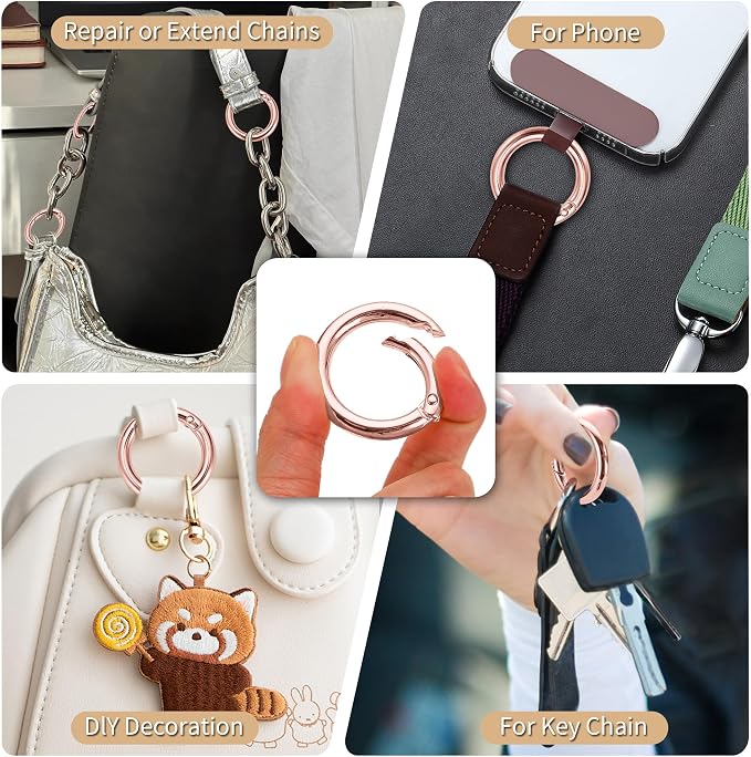Gkeygo Key Ring Clip, 1 Inch Keychain Rings, 8 Pack Round Carabiner Clip - Image 3