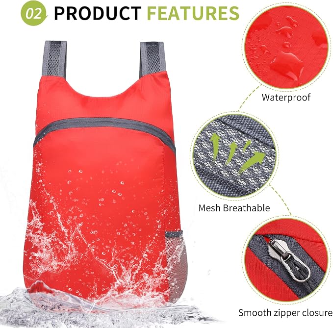 20L Ultra Hiking-Daypack Lightweight Foldable Travel Packable Backpack - Image 4
