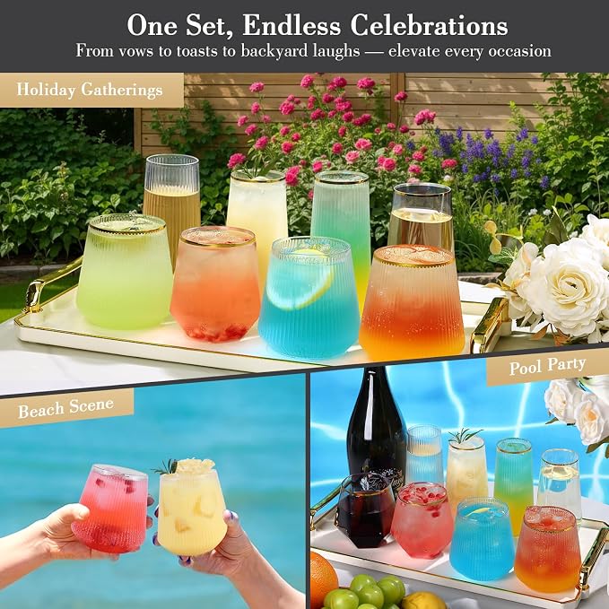 48 Pack Plastic Glasses – 24 x 9oz Stemless Champagne Flutes & 24 x 12oz - Image 7