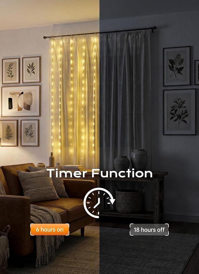 Brightown 180 LED Shower Curtain Lights, 70 Inch Warm White Fairy Lights - Image 5