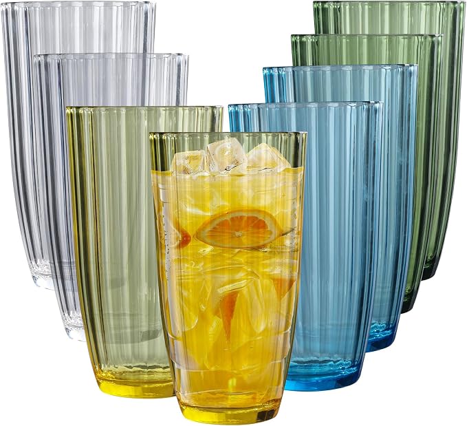 Acrylic Clear Highball Plastic Cups | Plastic Reusable Tumblers 20oz | by AKMQYM