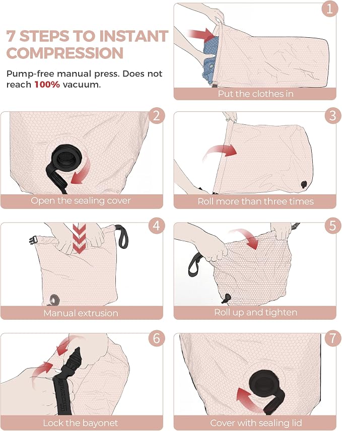 Travel Laundry Bag, Pump-Free Vacuum Compression Dirty Clothes Bag, Reusable - Image 7