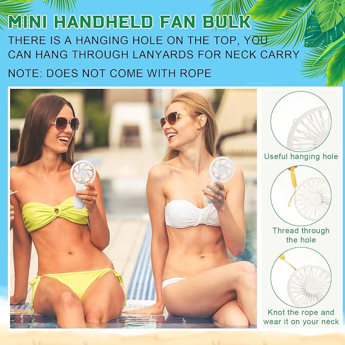 Woanger 12 Pcs Mini Handheld Fan Bulk 3 Speed USB Electric Battery Operated - Image 7