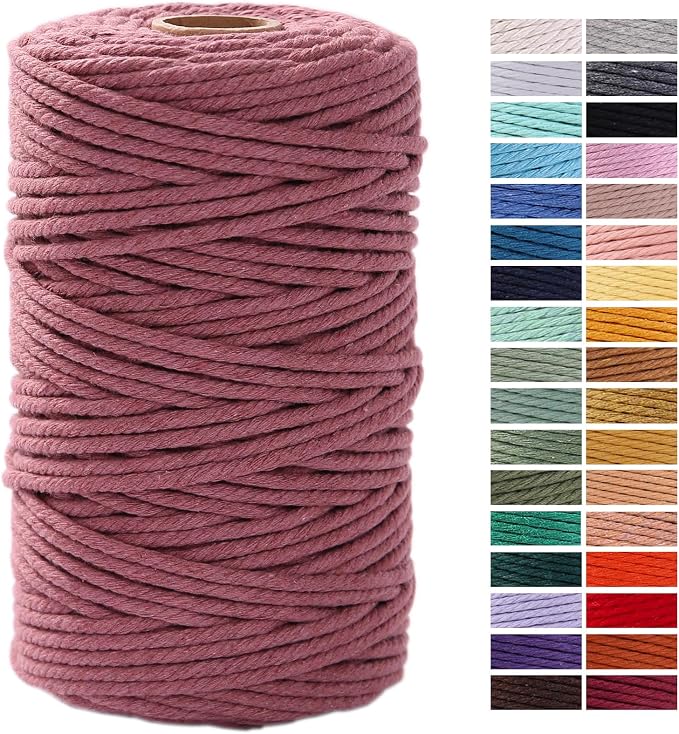 Vintage Pink Macrame Cord 4mm x 109Yards, Colored Cotton Rope Craft Cord by AestheticDesignforYou