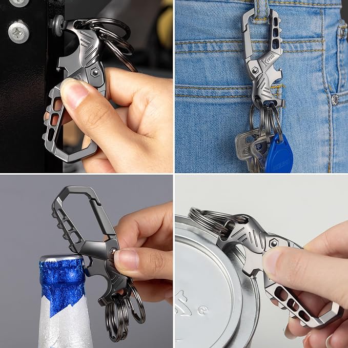 Kivssi Heavy duty metal keychains, Carabiner clip Car key chains, Fashion - Image 4