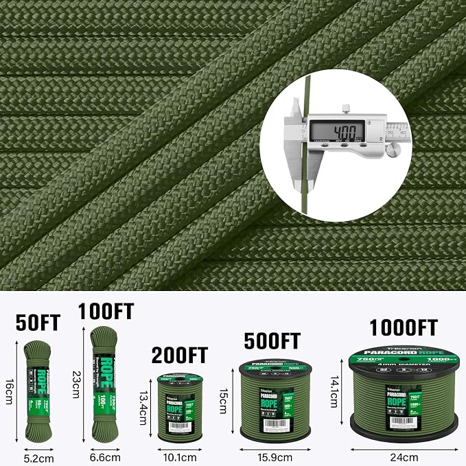 Paracord Rope 750 lb - 1000ft / 500ft / 200ft / 100ft 5/32" Parachute Cord 4MM - Image 5