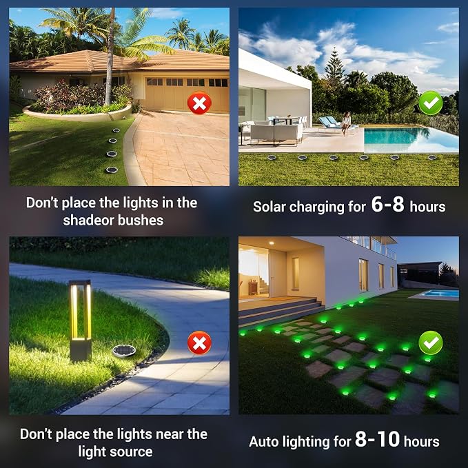Peasur Mini Solar Ground Lights Outdoor, 2 Pack Flat Solar Powered Disc Lights - Image 7