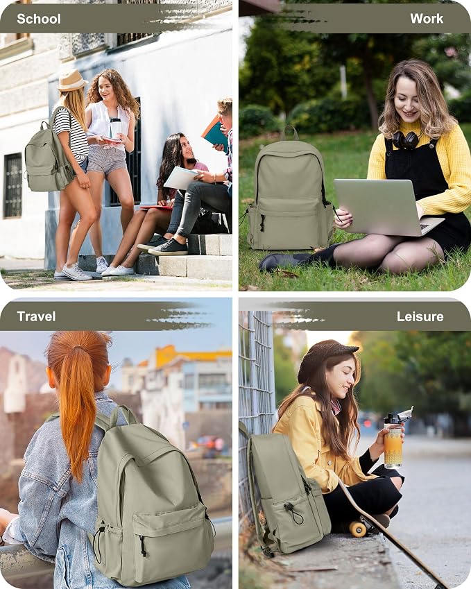 BJLFS Green School Backpack for Girls Water Resistant High School Book Bag - Image 8