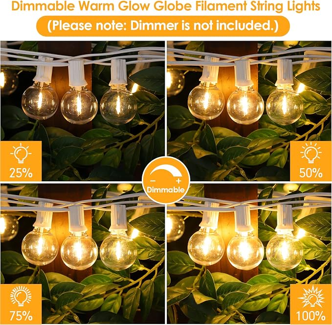 Mlambert 100Ft Outdoor String Lights, G40 Globe Patio Lights - Image 3