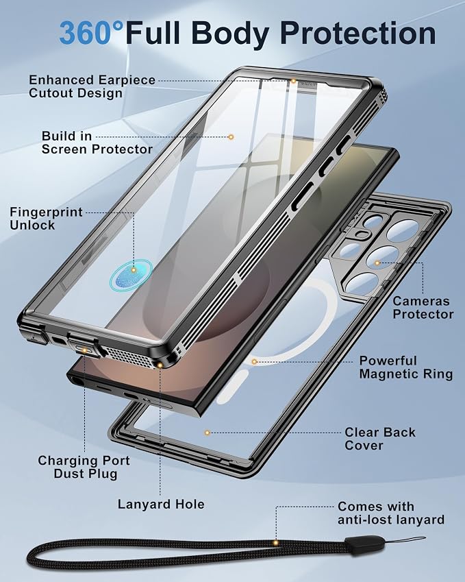 for Samsung Galaxy S25 Ultra Waterproof Case, Magnetic Heavy Duty Military - Image 5