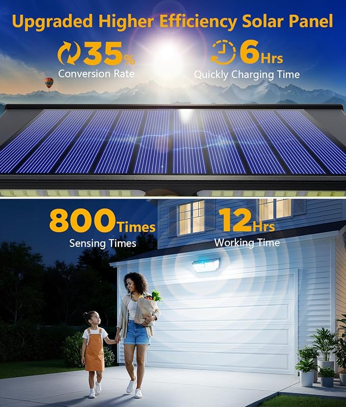 WdtPro Solar Lights Outdoor Waterproof, 300° Angle & 3 Lighting Modes Motion - Image 5