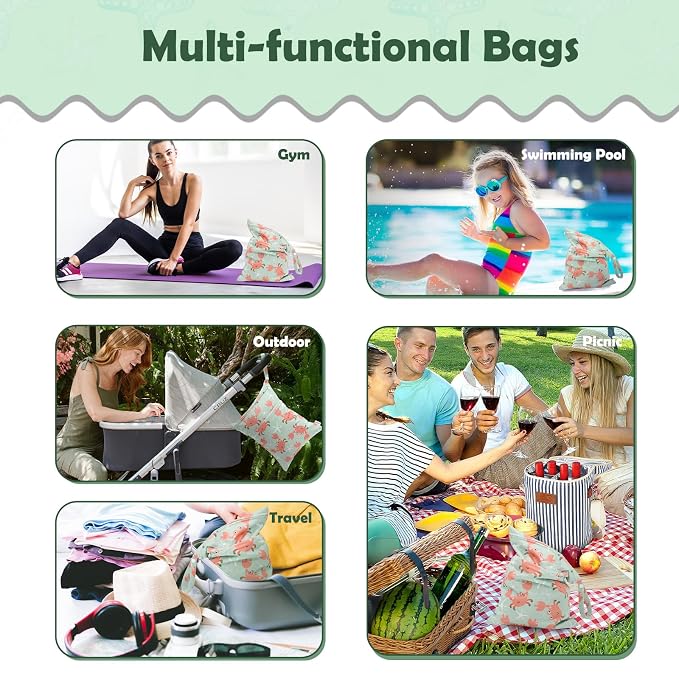 ALVABABY 3pcs Cloth Diaper Wet Dry Bags Waterproof Reusable - Image 4