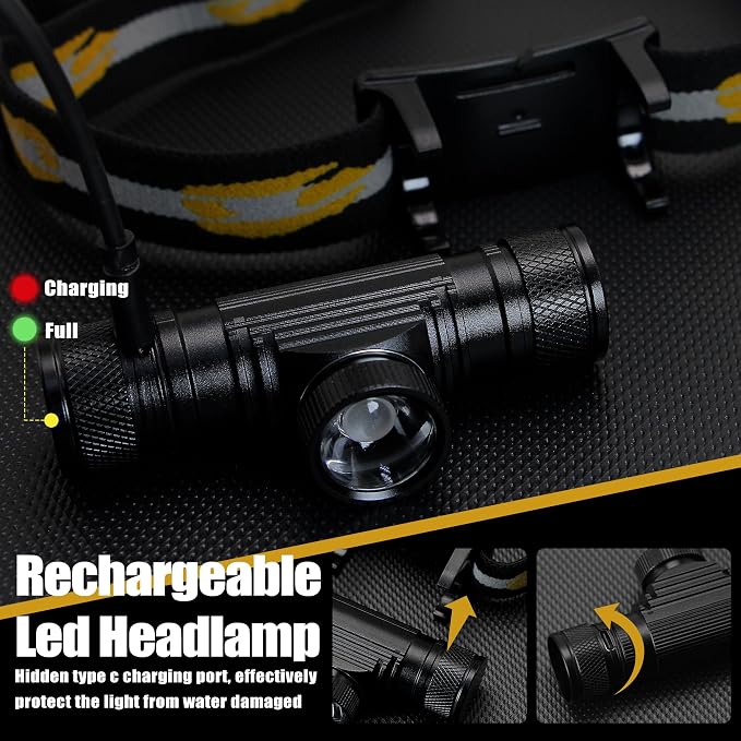 Headlamp Rechargeable, 1200 Lumen Zoomable LED Head Lamp - Image 4