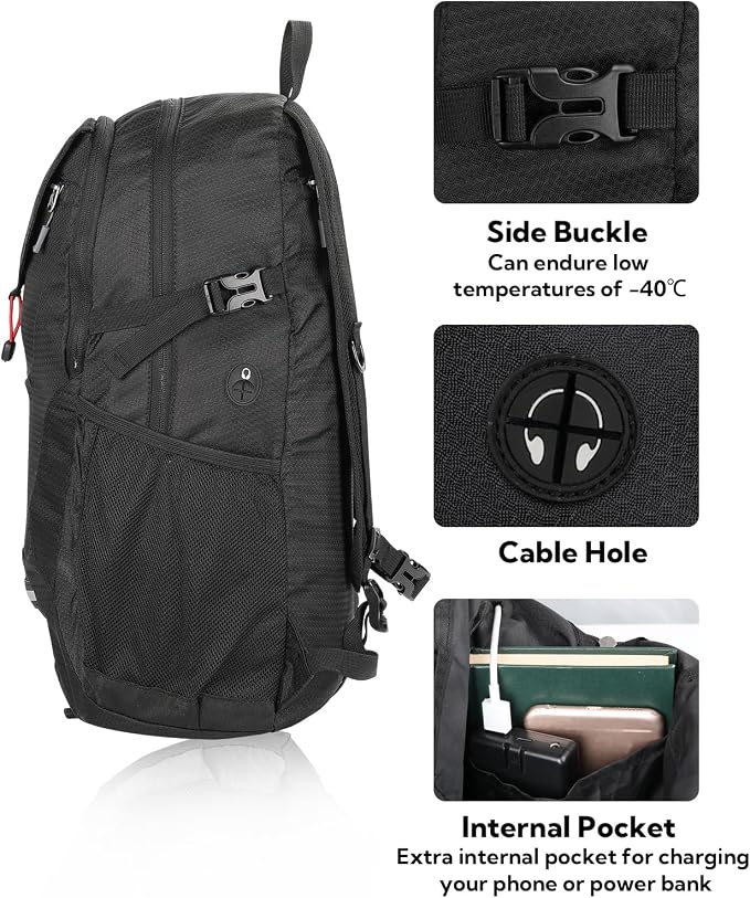 WATERFLY Lightweight Packable Hiking Backpack: 30L Foldable Travel Daypack - Image 4