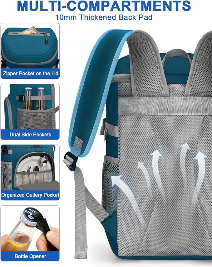 Pritent Cooler Backpack for Men Women Insulated Waterproof Backpack Cooler Leak - Image 6