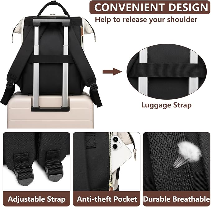 Focdod Laptop Backpack for Women, 17 Inch Work Business Backpacks Purse - Image 5