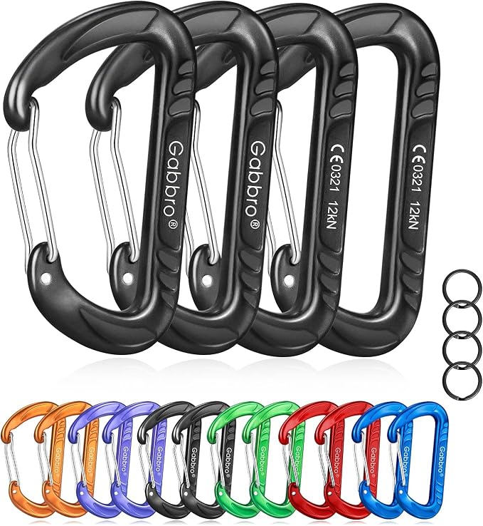 Gabbro Carabiner Clips Heavy Duty 12kN, Wiregate Aluminum Lightweight Caribeener by Gabbro
