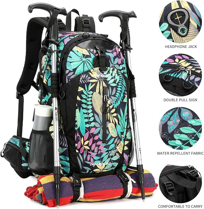 FENGDONG 40L Waterproof Lightweight Outdoor Daypack Hiking, Travel Backpack - Image 2