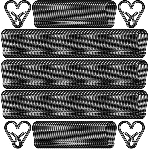 200 Pack 1.57" Heavy Duty Carabiner Clips, M4 Black Galvanized Steel Spring by SEUNGCH