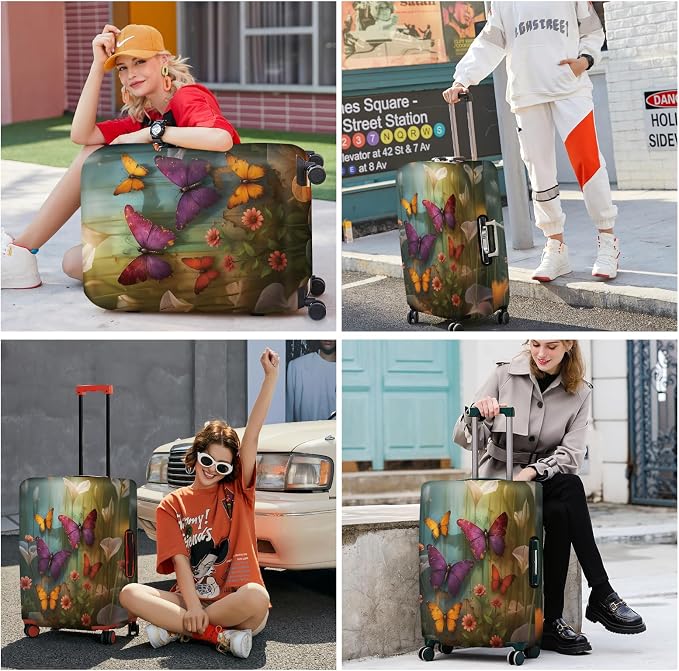ANNA QUEEN Butterfly Garden Luggage Cover, Colorful Butterfly and Flower - Image 7