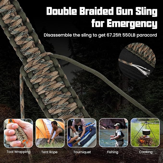 Double Braide 550LB Shotgun Sling 2 Point Paracord Rifle Sling, Non-Slip - Image 4