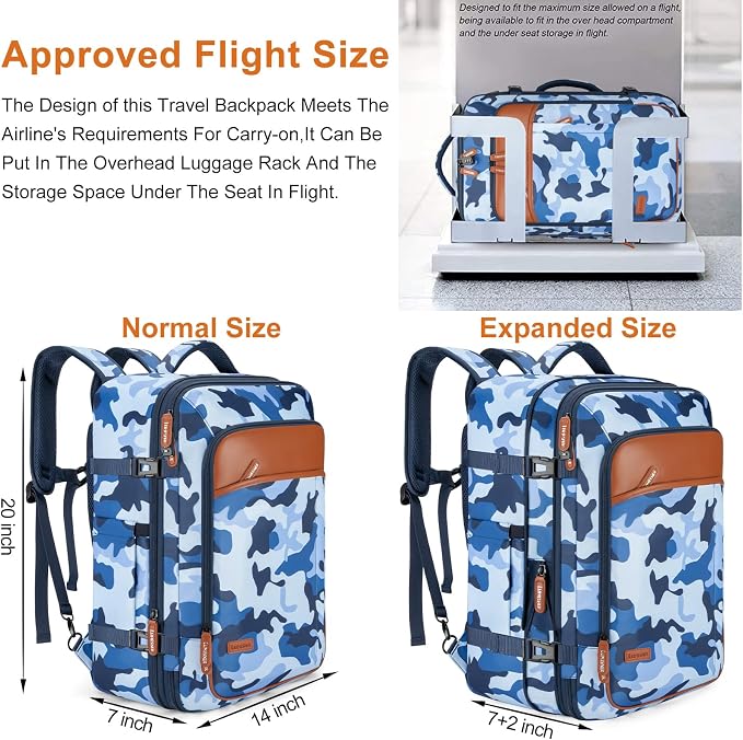 Lumesner Carry on Travel Backpacks, Extra Large 40L Flight Approved - Image 3