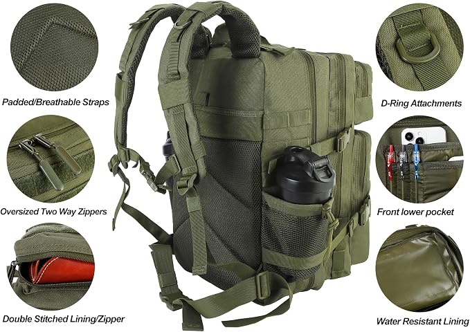 LHI Military Tactical Backpack for Men and Women 45L Army 3 Days Assault Pack - Image 6