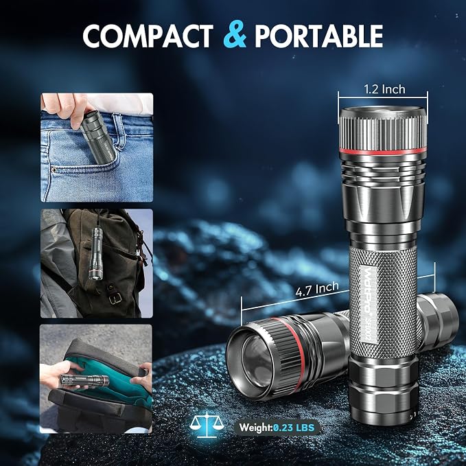 WdtPro Rechargeable Flashlights High Lumens, 1 Pack 10H Long Lasting Super - Image 5