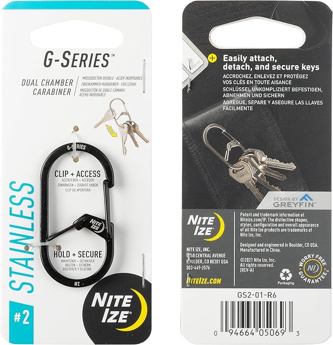 Nite IZE GS2-01-R6 G-Series Dual Chamber Carabiner, Size #2 1-Pack - Image 7