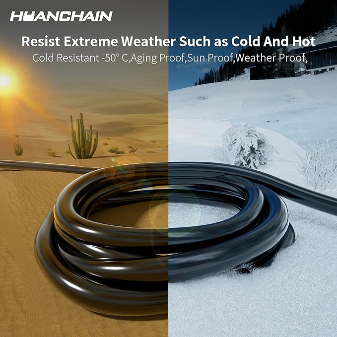 HUANCHAIN Black Outdoor Extension Cord 25 FT Waterproof, Flexible 16/3 Gauge - Image 6