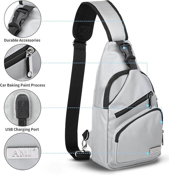 AMJ Crossbody Sling Bag Men Women, Casual Shoulder Backpack, Chest Daypack - Image 3