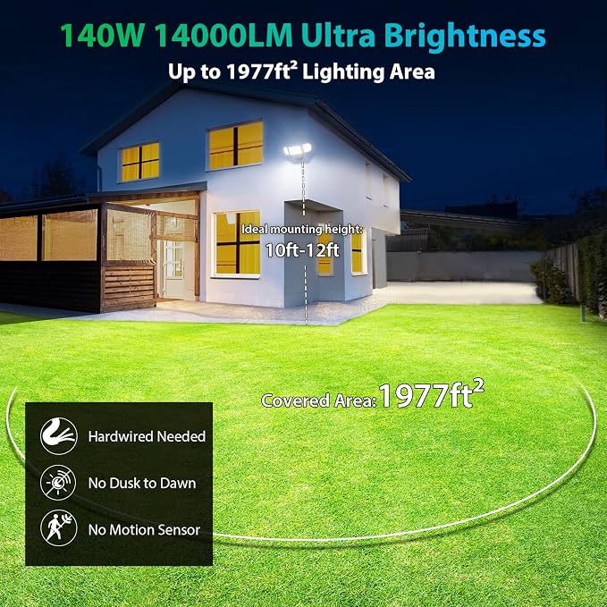 iMaihom 140W Flood Lights Outdoor, 14000LM Ultra Bright LED Flood Light Outdoor - Image 3