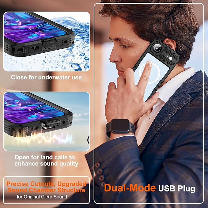 Underwater Case for iPhone 17 Air 6.5", IP68 Waterproof Shockproof Full Body - Image 6