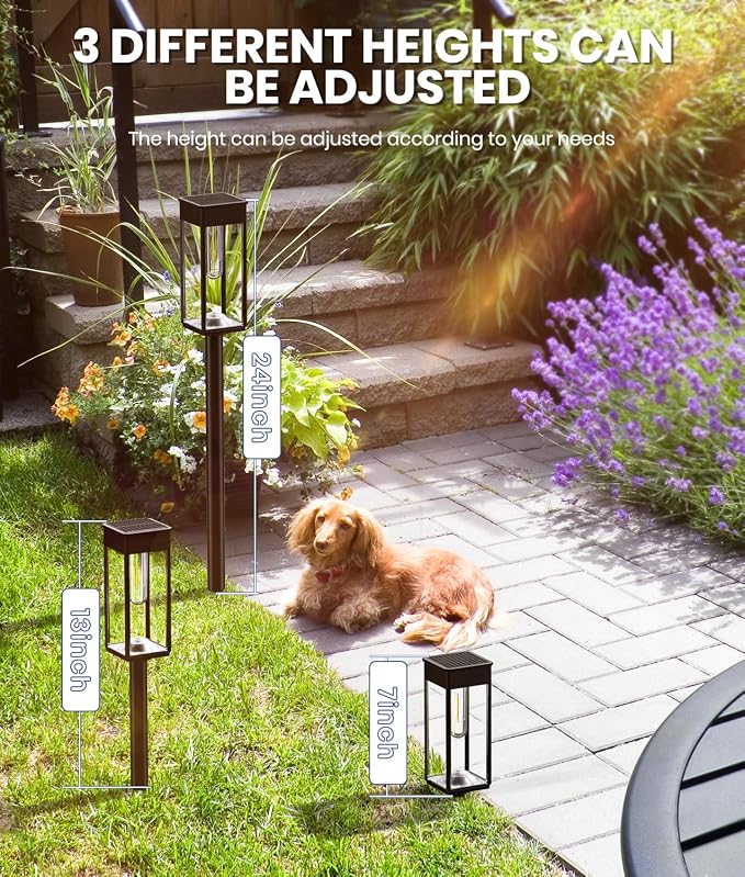 NEWMESSI Solar Pathway Lights Outdoor, 2 Pack Solar Garden Lights IP65 - Image 6
